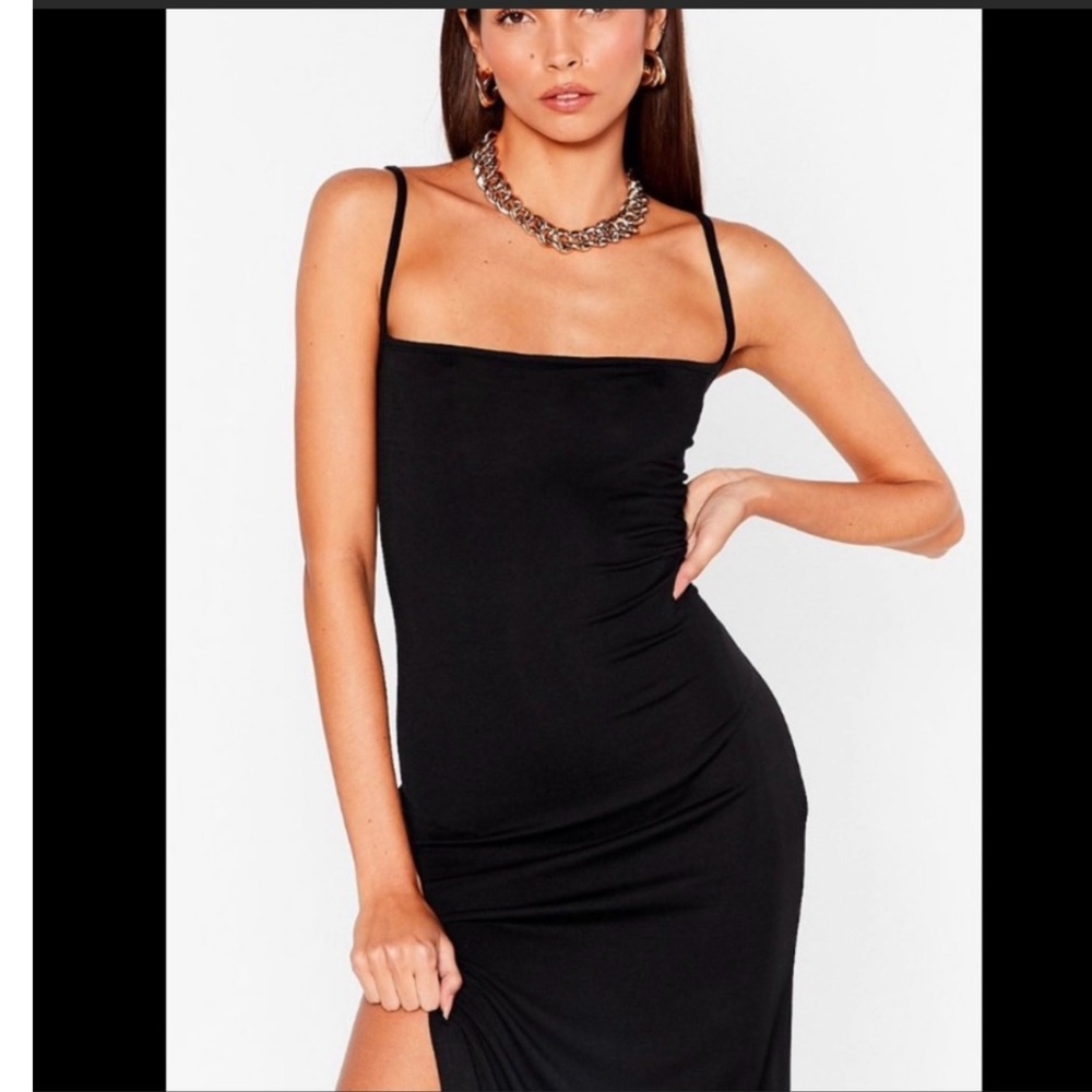 Nasty Gal Fitted Square Neck Midi Dress